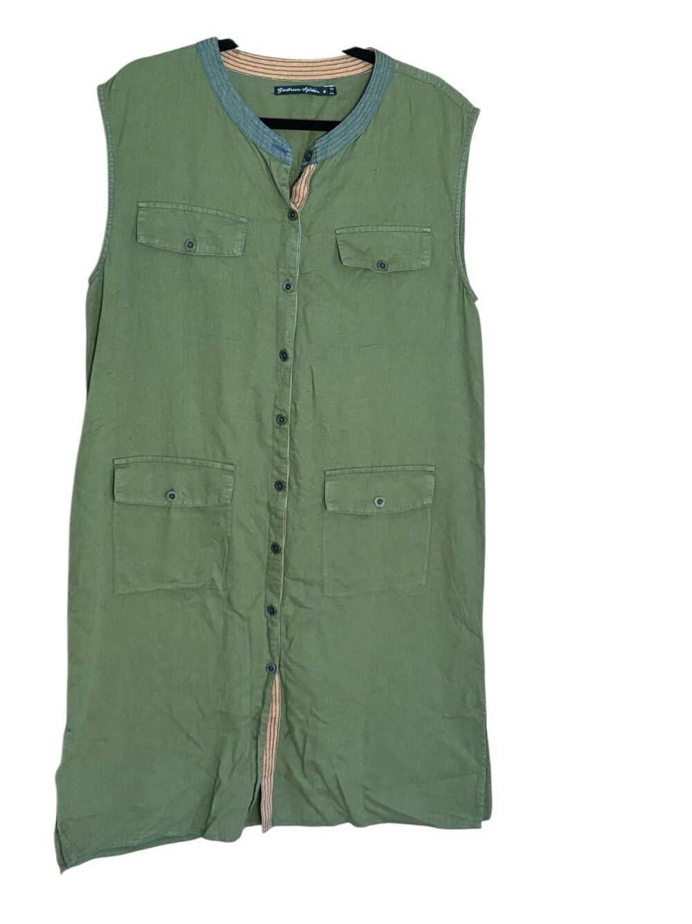Gudrun Sjoden Linen Blend Button Front Utility Dress Women’s Size Medium